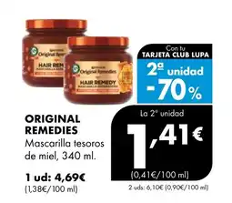 Supermercados Lupa ORIGINAL REMEDIES Mascarilla tesoros de miel oferta
