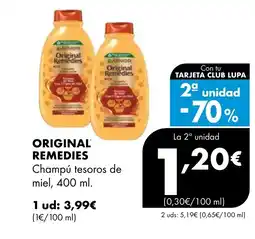 Supermercados Lupa ORIGINAL REMEDIES Champú tesoros de miel oferta