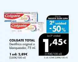 Supermercados Lupa COLGATE TOTAL Dentifrico original o blanqueador oferta