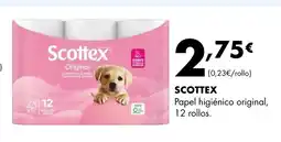 Supermercados Lupa SCOTTEX Papel higiénico original, 12 rollos. oferta