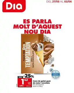 Dia DIA TEMPTATION Cons de gelat gust de nata i xocolata oferta