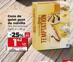 Dia DIA TEMPTATION Cons de gelat gust de vainilla oferta