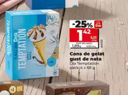 Dia DIA TEMPTATION Cons de gelat gust de nata oferta