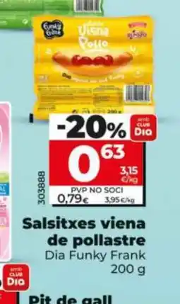 Dia DIA FUNKY FRANK Salsitxes viena de pollastre oferta