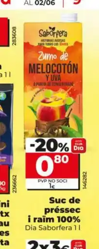 Dia DIA SABORFERA Suc de préssec i raïm 100% oferta