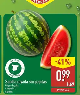 ALDI Sandía rayada sin pepitas oferta