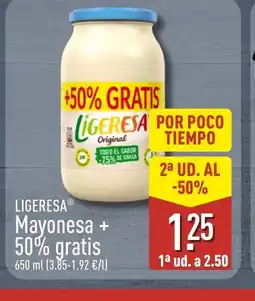 ALDI LIGERESA Mayonesa + 50% gratis oferta