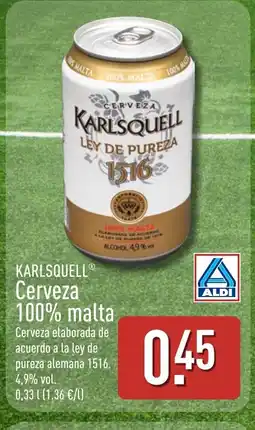ALDI KARLSQUELL Cerveza 100% malta oferta