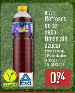 ALDI RIVER Refresco de té sabor limón sin azúcar oferta