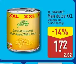 ALDI ALL SEASONS Maíz dulce XXL oferta