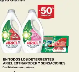 Hipercor En todos los detergentes ariel extrapoder y sensaciones oferta