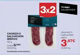 Hipercor Chorizo o salchichón ibérico oferta