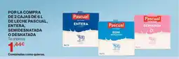 Hipercor Por la compra de 2 cajas de de leche pascual, entera, semidesnatada o desnatada oferta