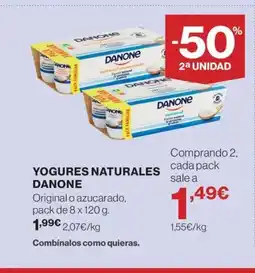 Hipercor DANONE Yogures naturales oferta