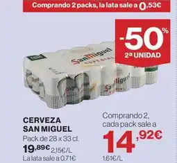 Hipercor SAN MIGUEL Cerveza oferta