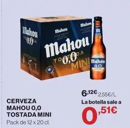 Hipercor Cerveza mahou 0,0 tostada mini oferta