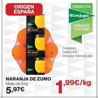 Hipercor Naranja de zumo oferta