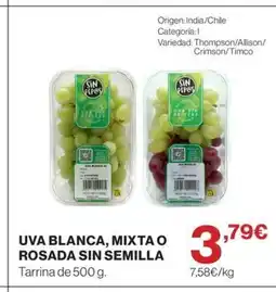 Hipercor Uva blanca, mixta o rosada sin semilla oferta