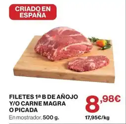 Hipercor Filetes 1a b de añojo y/o carne magra o picada oferta