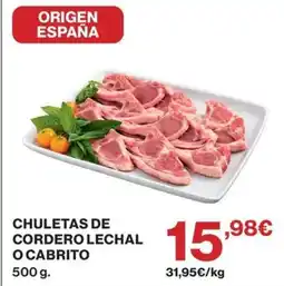 Hipercor Chuletas de cordero lechal o cabrito oferta