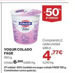 Hipercor FAGE Yogur colado oferta