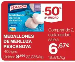 Hipercor PESCANOVA Medallones de merluza oferta