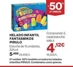 Hipercor Helado infantil fantasmikos pirulo oferta