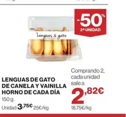 Hipercor Lenguas de gato de canela y vainilla horno de cada día oferta