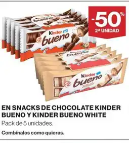 Hipercor En snacks de chocolate kinder bueno y kinder bueno white oferta