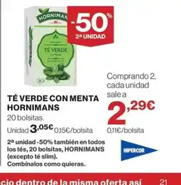 Hipercor HORNIMAN Té verde con menta oferta