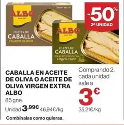 Hipercor ALBO Caballa en aceite de oliva o aceite de oliva virgen extra oferta