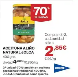 Hipercor JOLCA Aceituna aliño natural oferta