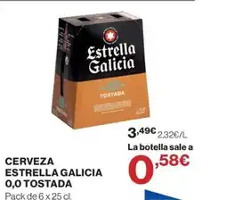 Hipercor Cerveza estrella galicia 0,0 tostada oferta