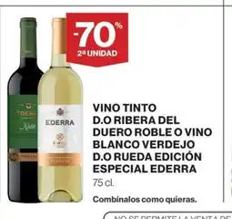 Hipercor Vino tinto d.o ribera del duero roble o vino blanco verdejo d.o rueda edición especial ederra oferta