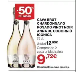 Hipercor Cava brut chardonnay o rosado pinot noir anna de codorniú icónica oferta
