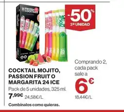 Hipercor Cocktail mojito, passion fruit o margarita 24 ice oferta