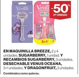 Hipercor En maquinilla breeze, sugarberry,y recambios sugarberry desechable venus oceana oferta
