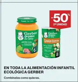 Hipercor GERBER En toda la alimentación infantil ecológica oferta
