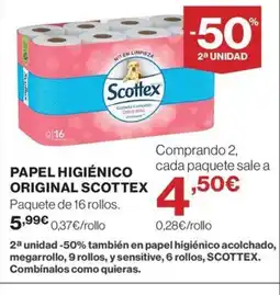 Hipercor SCOTTEX Papel higiénico original oferta