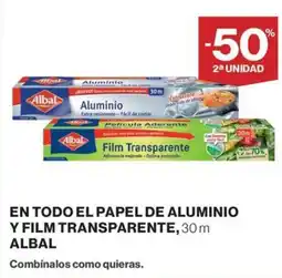 Hipercor ALBAL En todo el papel de aluminio y film transparente oferta