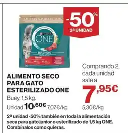 Hipercor ONE Alimento seco para gato esterilizado oferta