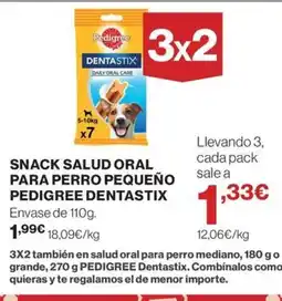 Hipercor PEDIGREE DENTASTIX Snack salud oral para perro pequeño oferta