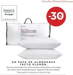 Hipercor En pack de almohadas tacto plumón. oferta