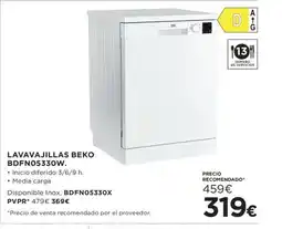 Hipercor Lavavajillas beko bdfn05330w oferta