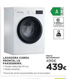 Hipercor Lavadora carga frontal lg f4a10s8nwk oferta