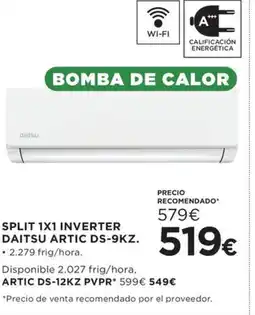 Hipercor Split 1x1 inverter daitsu artic ds-9kz. oferta