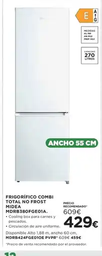 Hipercor Frigorífico combi total no frost midea mdrb380fge01a oferta
