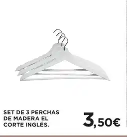 Hipercor Set de 3 perchas de madera el corte inglés oferta