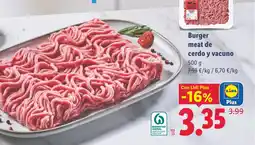 Lidl Burger meat de cerdo y vacuno oferta