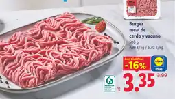 Lidl Burger meat de cerdo y vacuno oferta